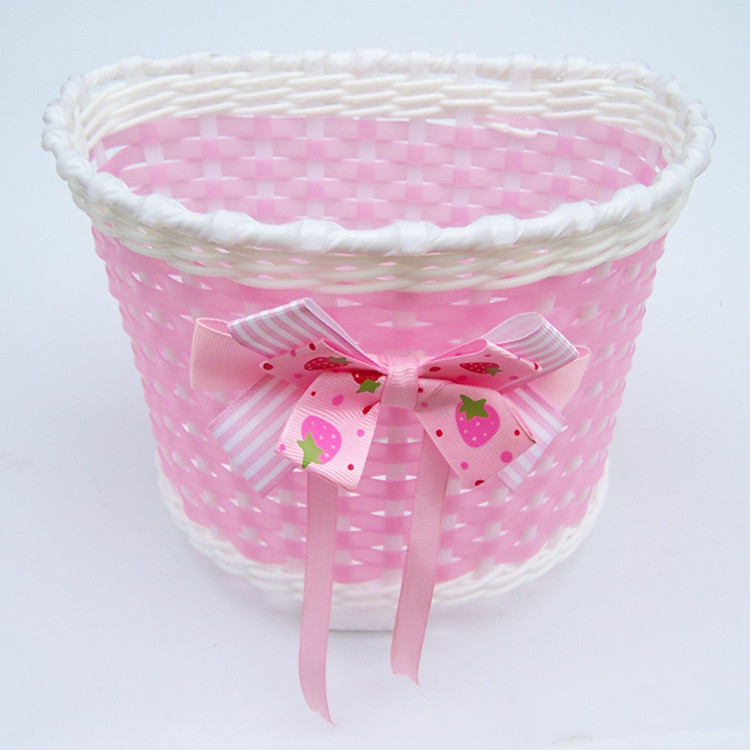 In stock supply children's scooter basket small size children's bicycle handmade plastic woven basket baby carriage basket