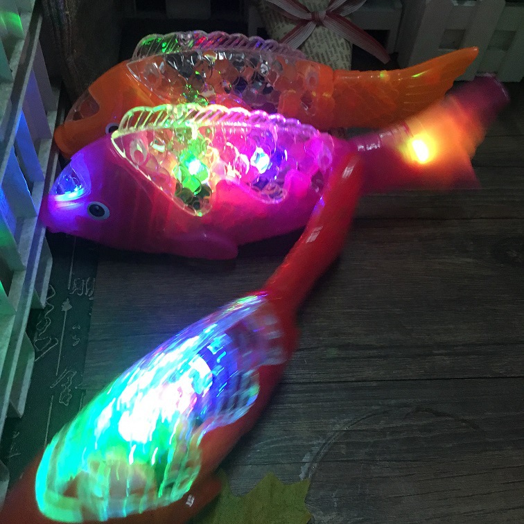 New electric projection fish Mid-Autumn Festival Lantern Music swing fish luminous toy free fish stall hot sale wholesale