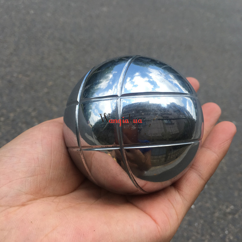 Fitness ball 75mm solid iron ball glossy striped grass Earth handball massage health care hand grip play large