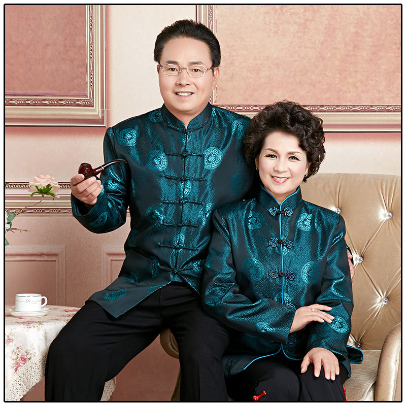Wholesale middle-aged and elderly Tang suit men's and women's sweethearts outfit 2383-10 sweethearts outfit autumn and winter women's Tang suit wedding banquet