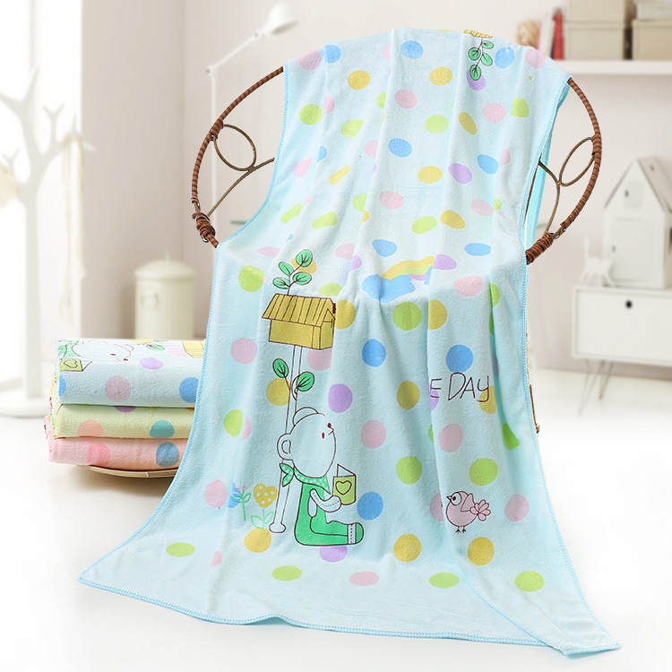 Microfiber cartoon printed bath towel absorbent children's large towel bath wrap towel quick drying beach towel wholesale factory