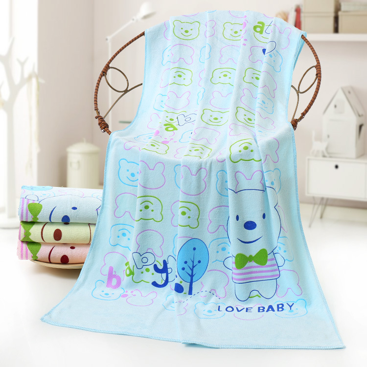 Microfiber cartoon printed bath towel absorbent children's large towel bath wrap towel quick drying beach towel wholesale factory