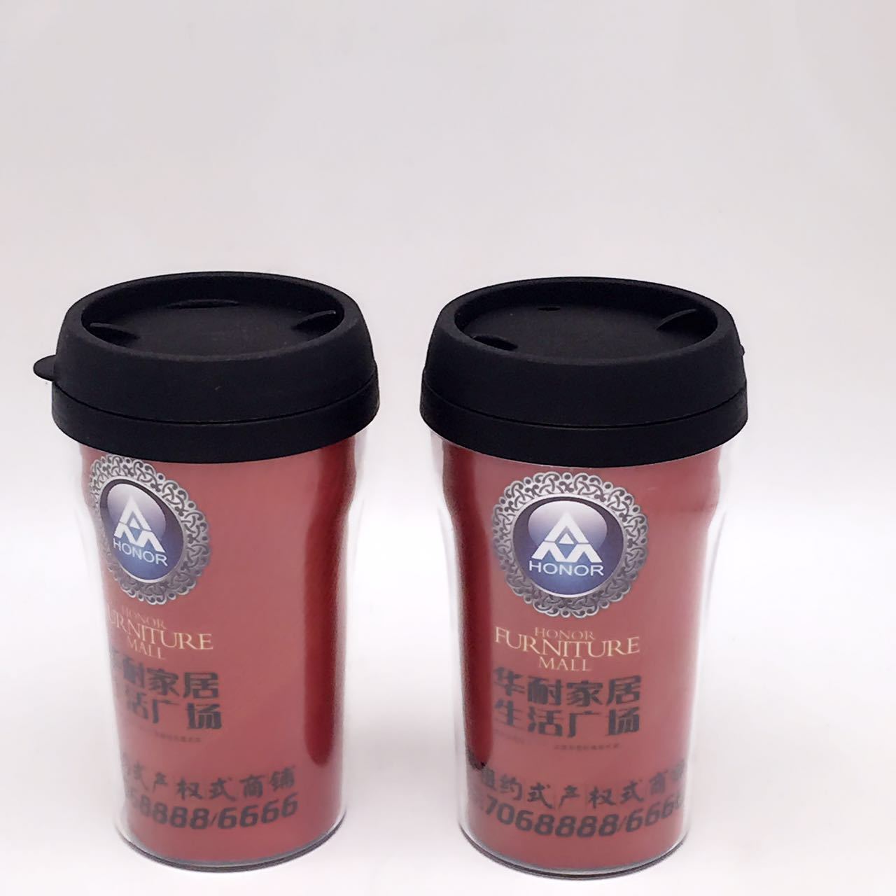 Double Layer Plastic Small Cup Fashion DIY Advertising Cup 250ml Plastic Milk Cup Promotional Gift Cup Cardboard