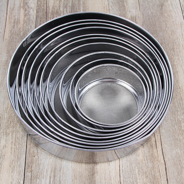 Stainless Steel Flour Sieve Baking Rice Flour Tool Handheld Round 40 Mesh/60 Mesh Powdered Sugar Sieve Flour Sieve Mesh