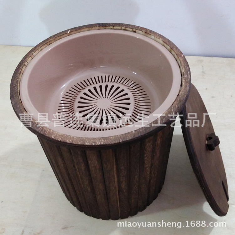 Factory supply wooden carbonized tea bucket paulownia carbonized color Tea storage bucket built-in filter net tea bucket
