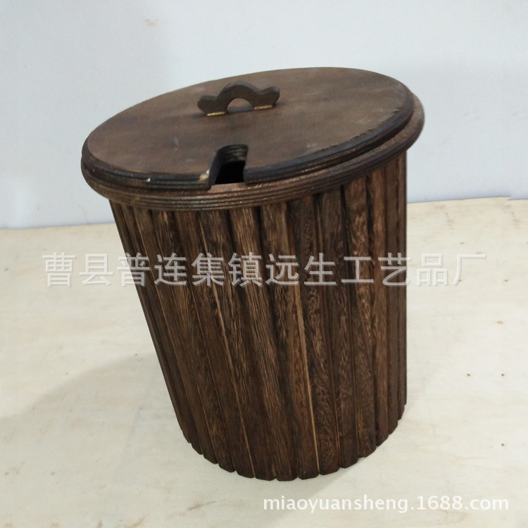 Factory supply wooden carbonized tea bucket paulownia carbonized color Tea storage bucket built-in filter net tea bucket