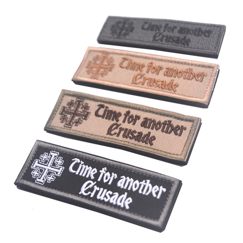 Jerusalem Knight Reusable Cross Army Saint War Mcdick Tactical Morale Badge Embroidered Velcro Badge