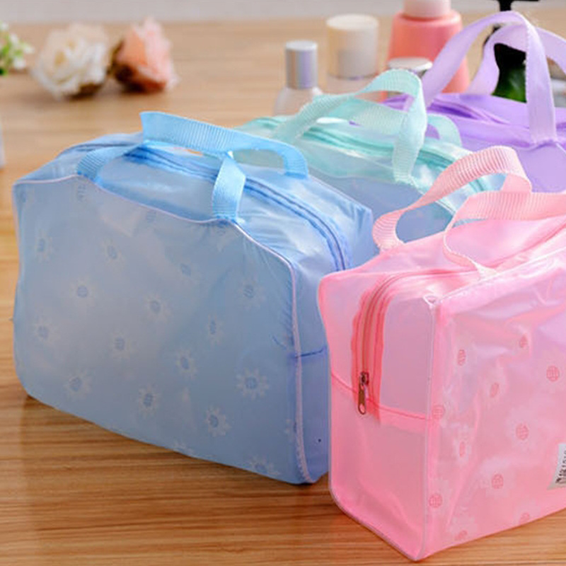 Creative Home Floral Transparent Waterproof Cosmetic Bag Toiletries Bag Bath Supplies Storage Bag