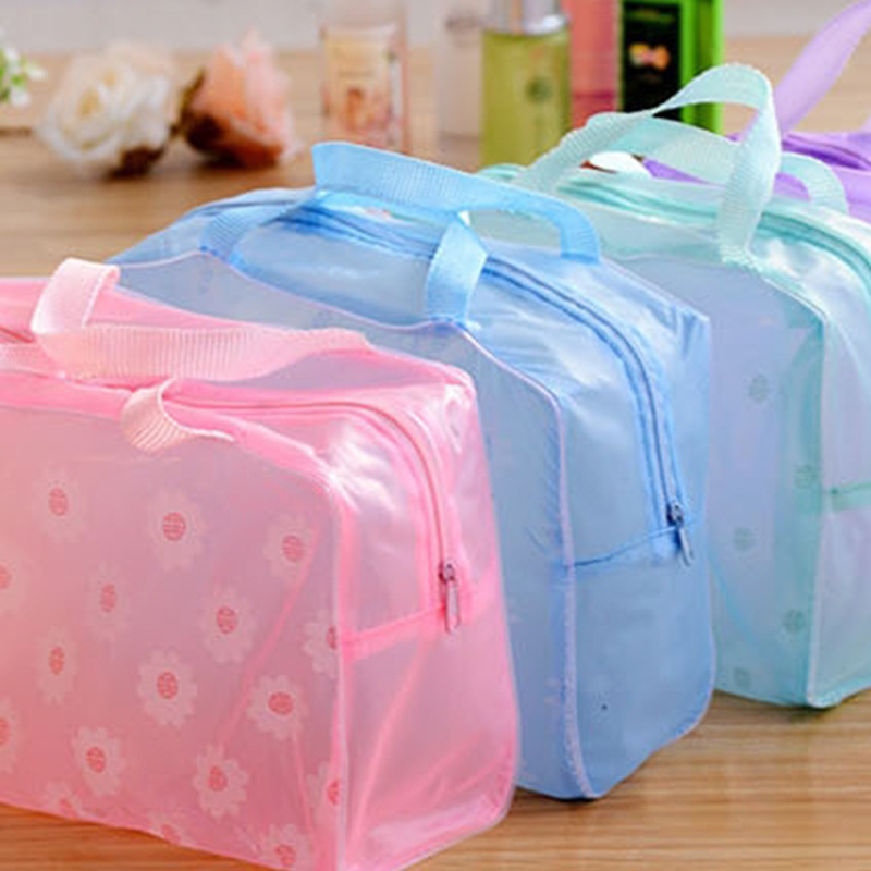 Creative Home Floral Transparent Waterproof Cosmetic Bag Toiletries Bag Bath Supplies Storage Bag