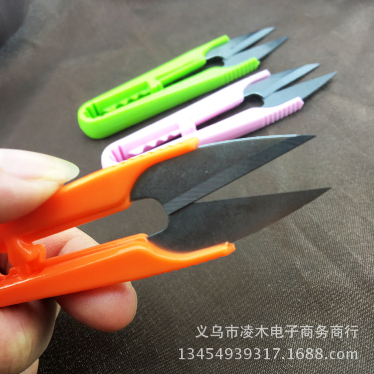 New cross stitch color scissors plastic small scissors yarn scissors manganese steel small scissors plastic handle yarn scissors