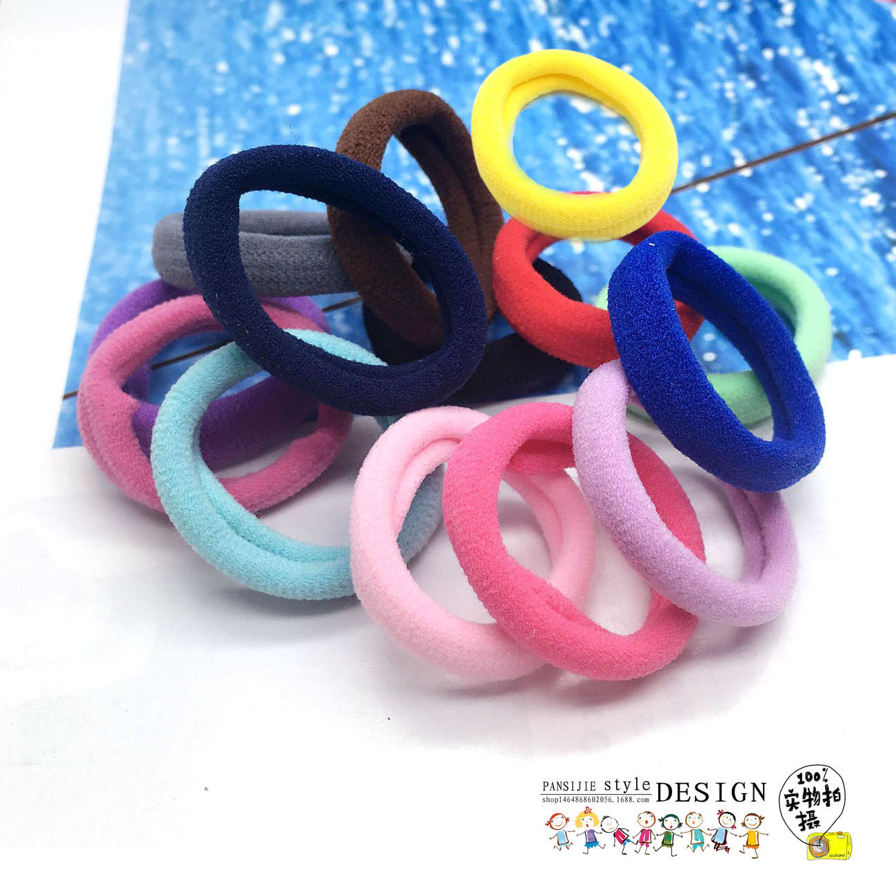 Children's Hair Accessories 3cm Thumb Ring Woolen Towel Hair Band High Elastic Seamless Hair Band Baby Hair Rope Rubber Band