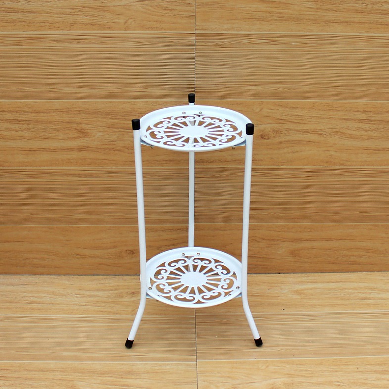 Двухъярусная кованая цветочная стойка для помещений и балкона