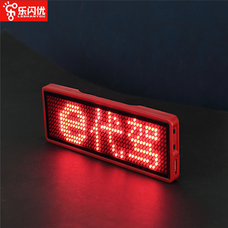 Led Name Tag Display Business Card Screen Bar Worker Number Plate Luminous Rolling Word with Wine After-Driving Red