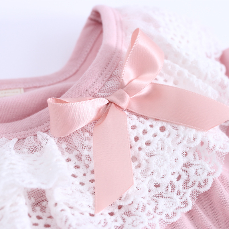 Children's Pajamas Cotton Baby's Nightgown Lace Girls' Nightgown Korean Children's Home Clothing Manufacturers in stock