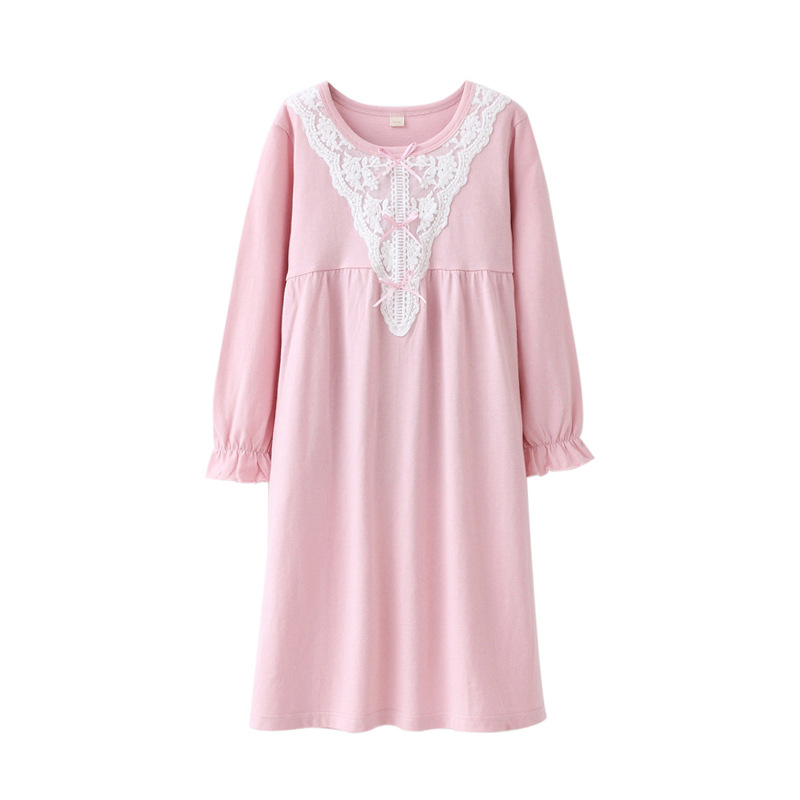 Girls' Nightgown Cotton Lace Trim Children's Clothing Mother-Daughter Matching Outfits Loungewear Robe Pajamas Princess Style