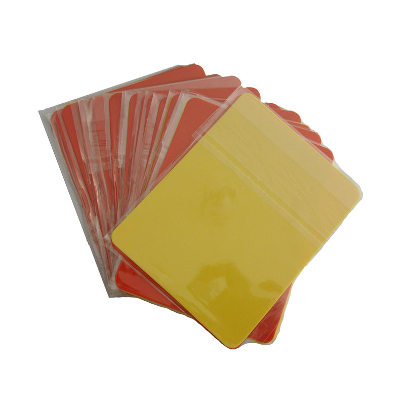 Wholesale football match referee card glossy PVC referee red and yellow card can add LOGO foreign trade quality