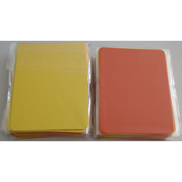 Wholesale football match referee card glossy PVC referee red and yellow card can add LOGO foreign trade quality