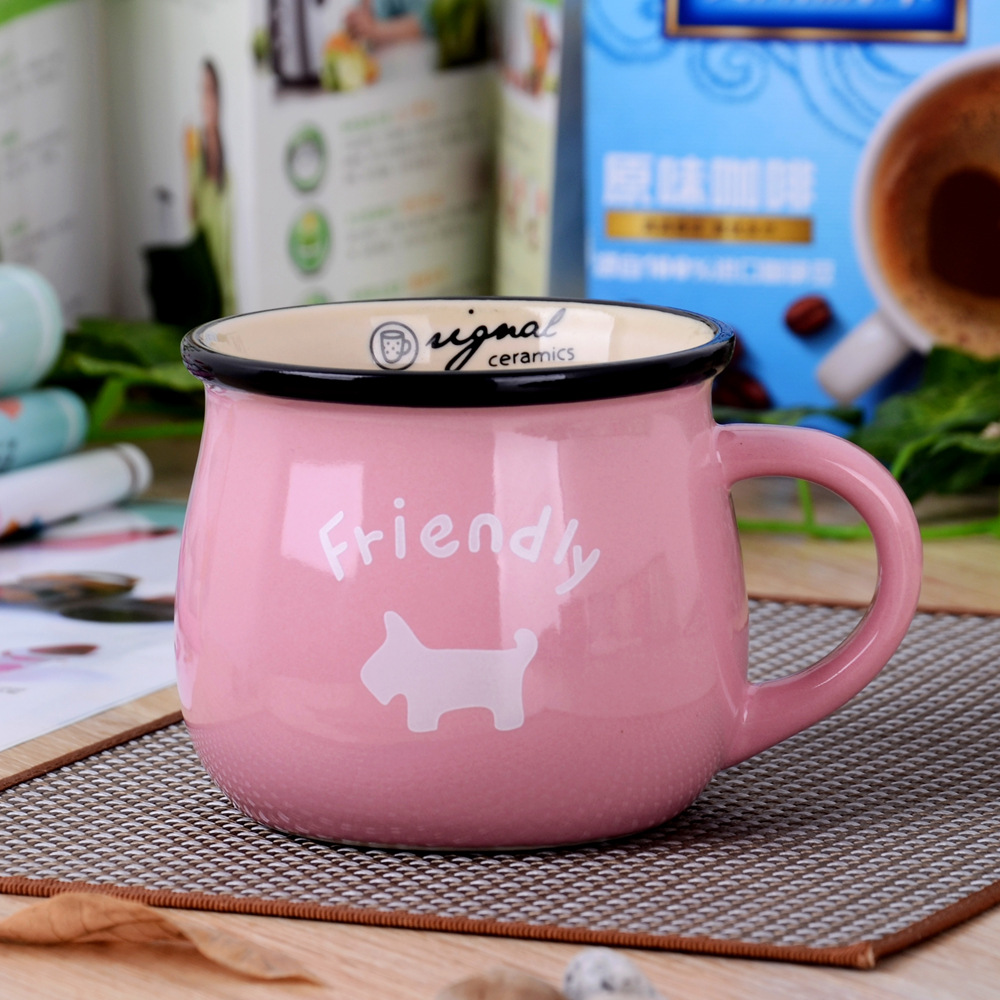 Vintage creative ceramic cup belly cup milk breakfast cup coffee cup color Glaze Mug can be set logo
