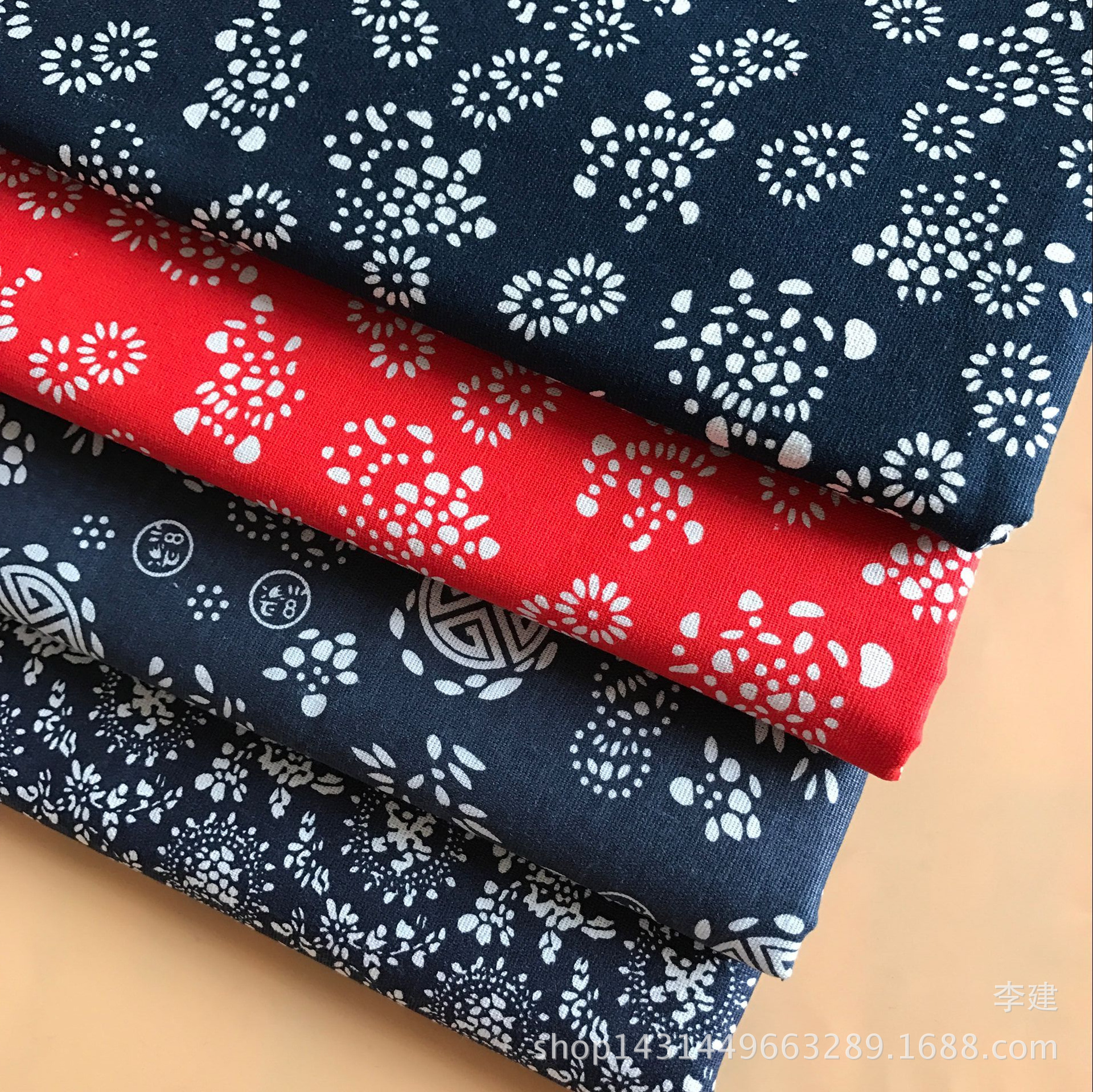 Поставки от производителя льняная ткань с принтом синяя ткань серии Учжэнь для скатерти подушки дорожки для стола