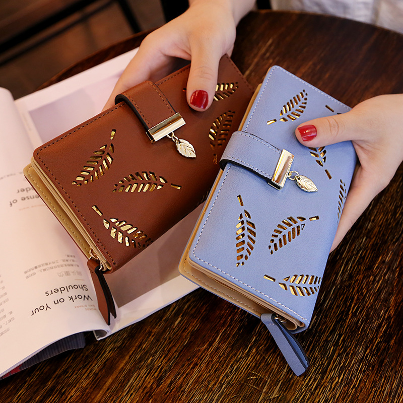 Manufacturer's New Korean Style Women's Wallet, Long Fashion Clutch Bag with Hollow Leaf Zipper and Clasp, Women's Handbag