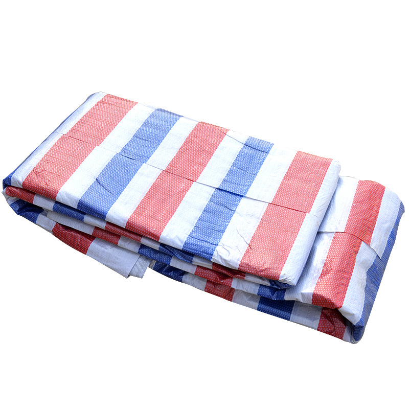 Pp Double-Membrane Colored Striped Tarpaulin Waterproof Rainproof Sunproof Tarpaulin Plastic Waterproof Raincloth Tarpaulin Three-Color Tarpaulin Thickened