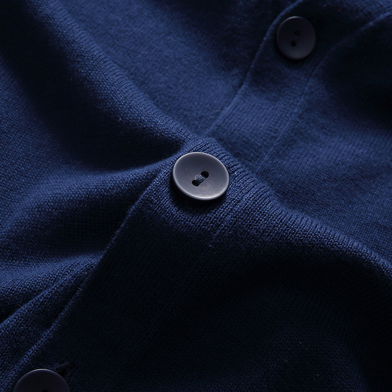 Men's Spring and Autumn New Solid Color Knitted Cardigan Men's V-Neck Button Sweater Men's Coat Cross-border Business Men's Sweater