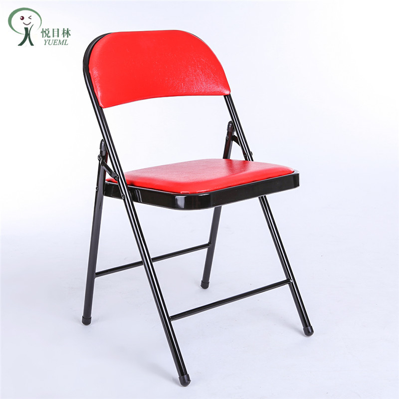 Office Foldableing Chair Leather Reinforced Movable Metal Foldableing Back Chair Conference Training Chair Home Computer Chair