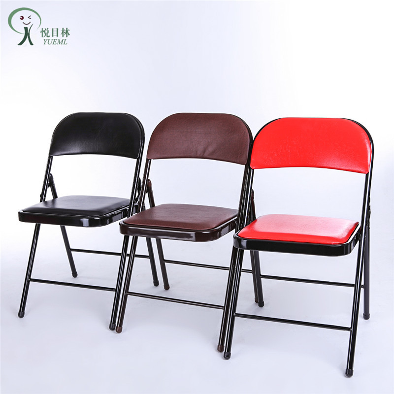 Office Foldableing Chair Leather Reinforced Movable Metal Foldableing Back Chair Conference Training Chair Home Computer Chair