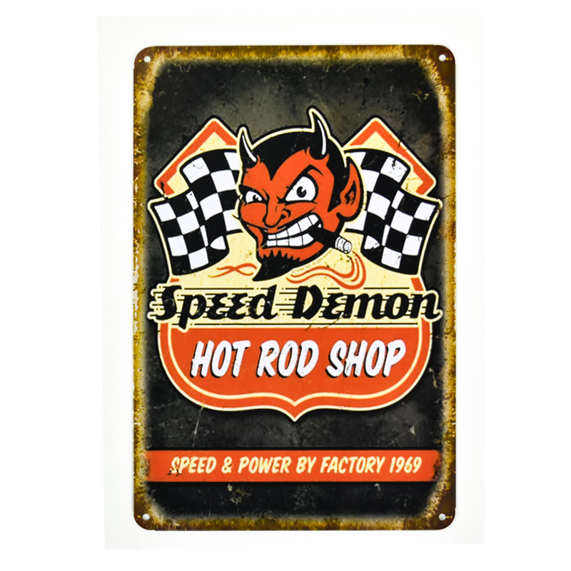 Cross-border retro tin painting Amazon AliExpress supply bar KTV wall decoration painting car Oil logo