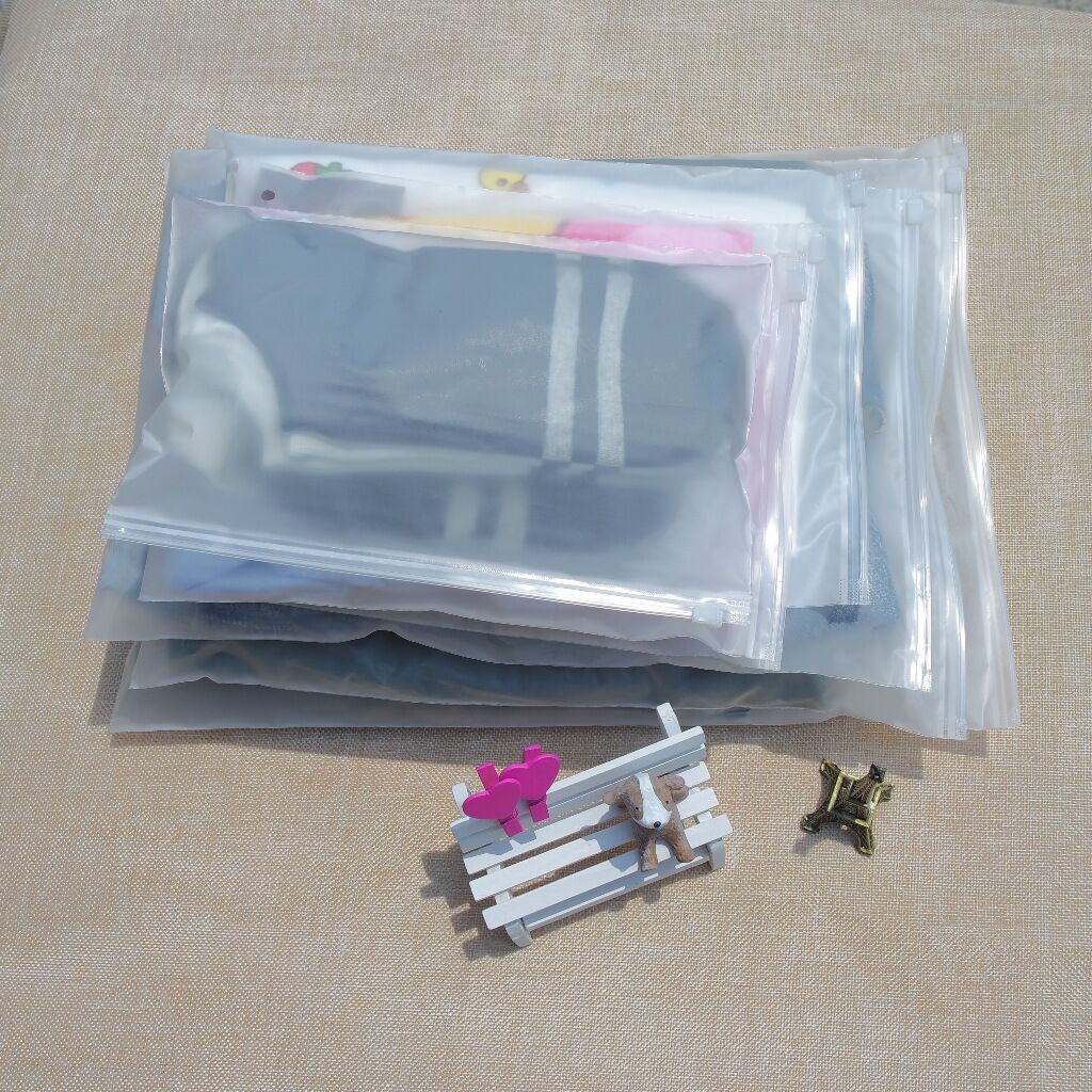 Frosted Transparent Zipper Bag Clothing Packaging Bag Clothes Underwear Bra Clothing Zipper Self-adhesive Bag Printable logo