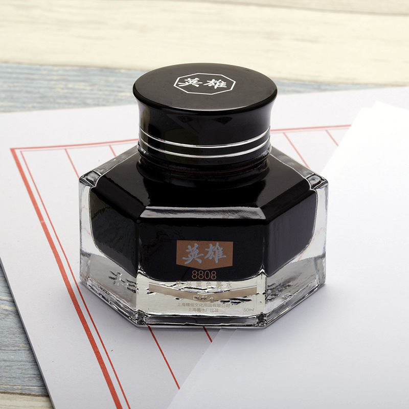Hero ink non-carbon pen ink 204 non-blocking pen black ink waterproof quick-drying ink bottled wholesale