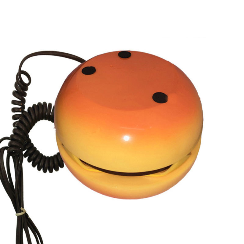 K-Style of Creative Cartoon Burger Telephone Mini Antique Telephone Office Landline Corded Home Convenience Telephone