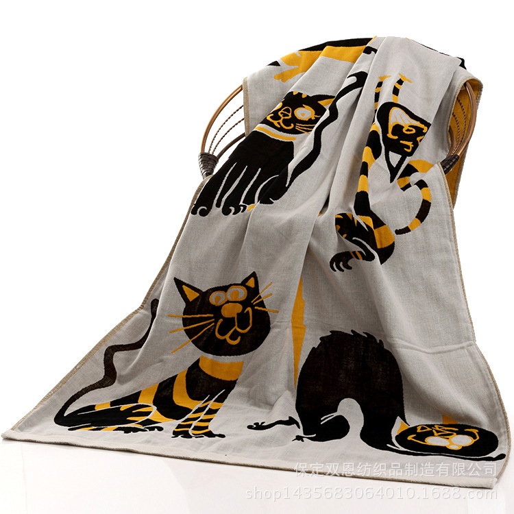 Happy small mu three-layer gauze cotton bath towel Gao Yang towel wholesale cartoon children's towel cotton gauze bath towel