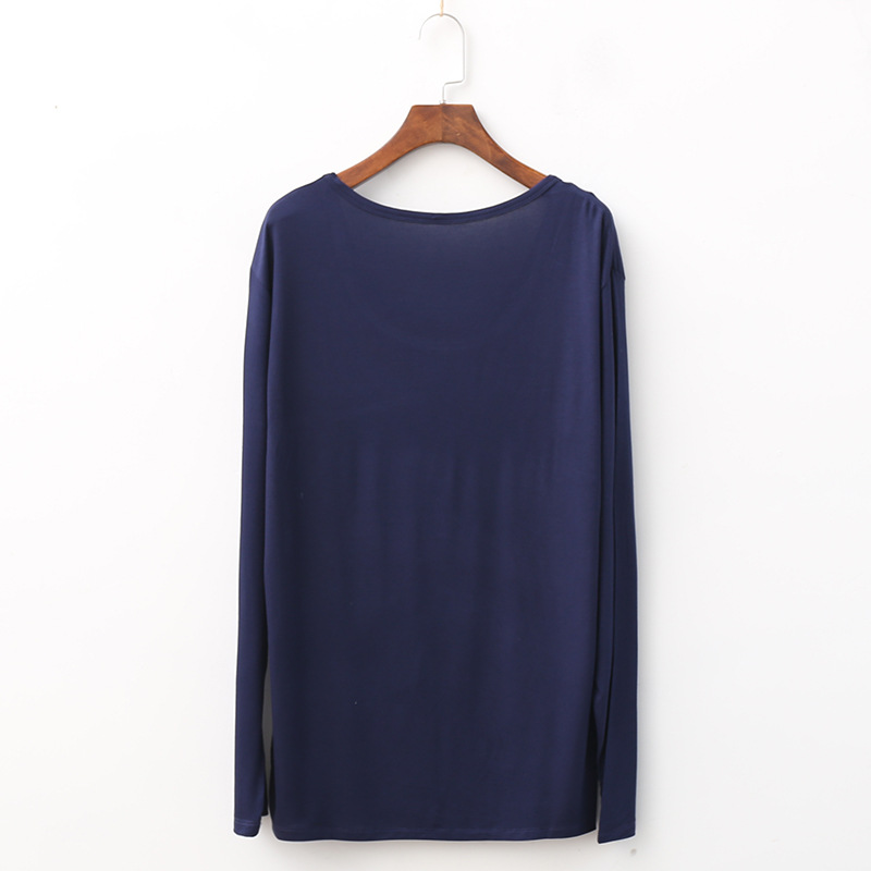 Men's Thin Spring & Fall Clothing Single Piece Plus Fat Plus Size Round Neck Middle-Aged and Elderly Morale Basic Bottoming Top