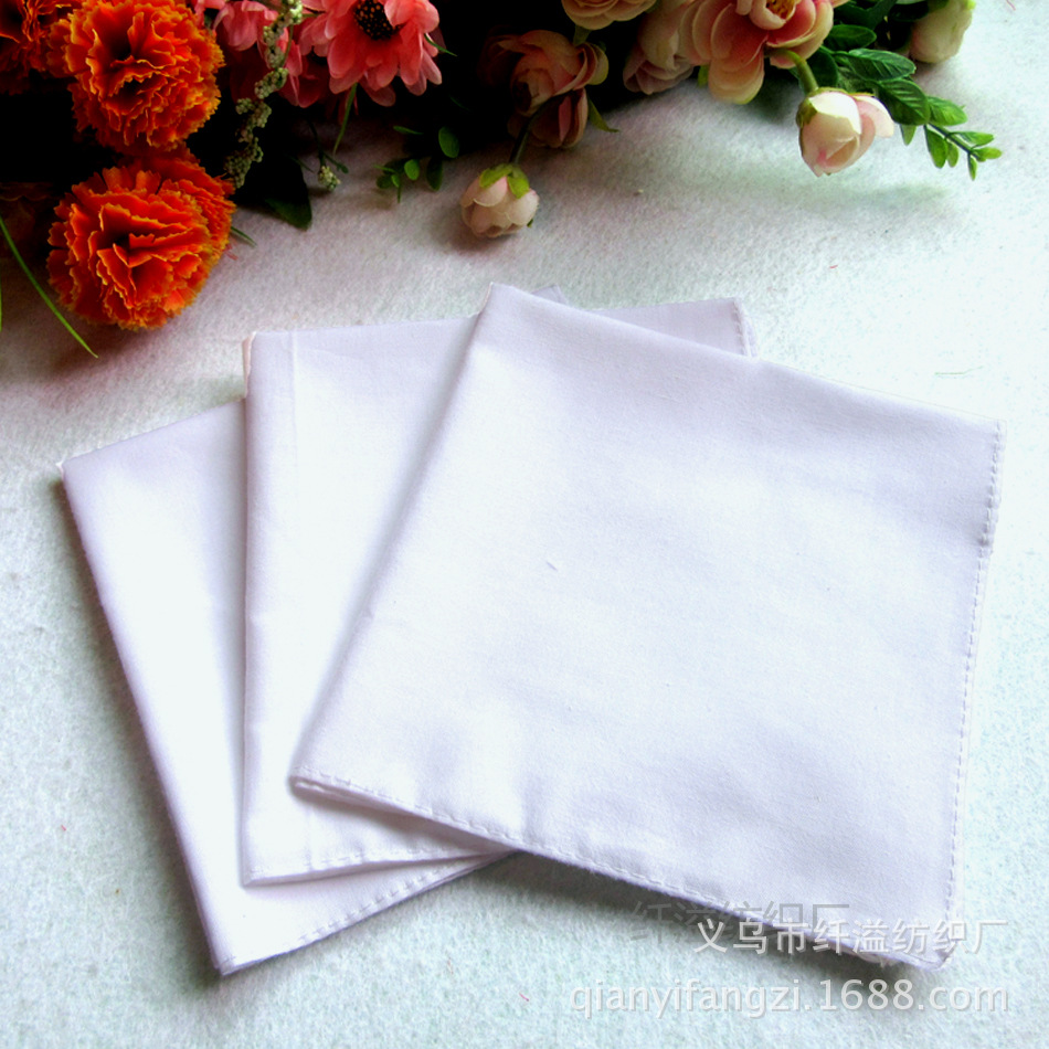 White handkerchief tie-dyed square cotton blue-dyed white handkerchief school teaching handkerchief toddler rubbings handmade DIY