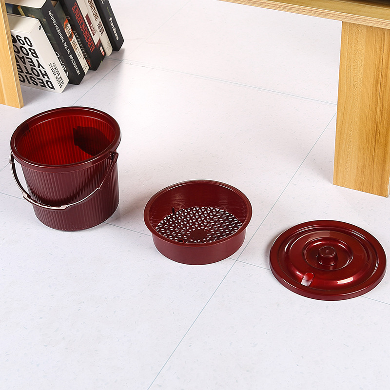 Household Plastic Tea Scrap Bucket Thickened Round Drainage Tea Trash Can Tea Filter Net Tea Bucket with Lid