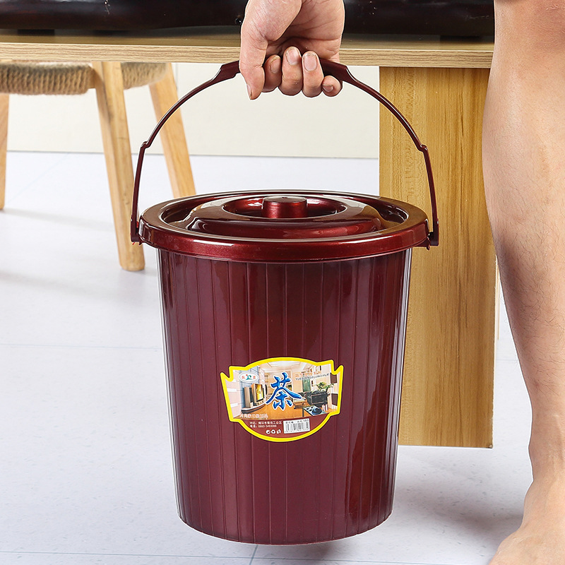 Household Plastic Tea Scrap Bucket Thickened Round Drainage Tea Trash Can Tea Filter Net Tea Bucket with Lid