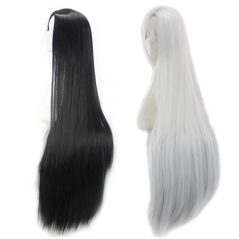 Europe, America and Africa new black long straight hair ladies chemical fiber high temperature silk mechanism wig manufacturers wholesale