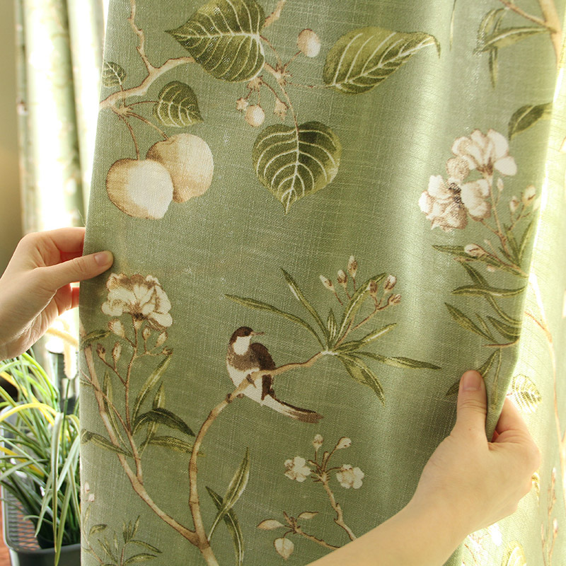 New American Country Pastoral Style Curtain Fabric Living Room Bedroom Floor to Floor Window Cotton Linen Curtain Fabric Wholesale