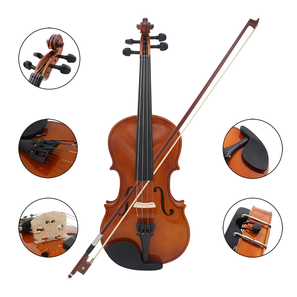 Wholesale Solid Wood Violin Popularization Violin Students Children Beginner Adult Playing Violin 44 Send Triangle Piano Box