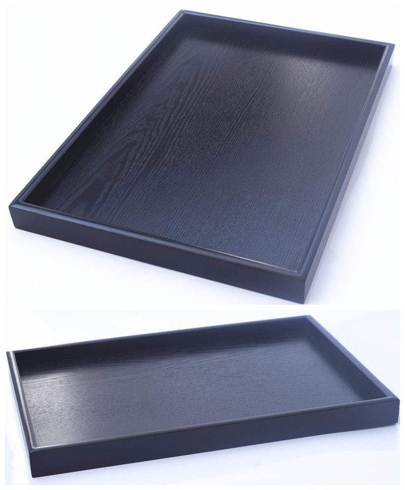 Practical Wooden Tray Tea Tray Simple Black Tea Color Dinner Plate Wine Tray Bread Fruit Size