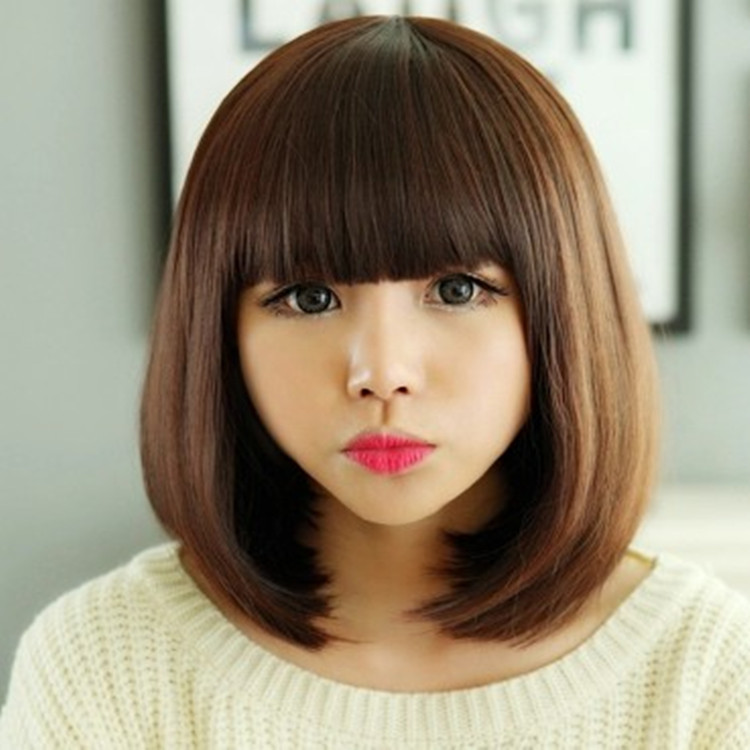 Yiwu wig short hair Women's wig neat bangs fluffy bobo head realistic pear flower head hair