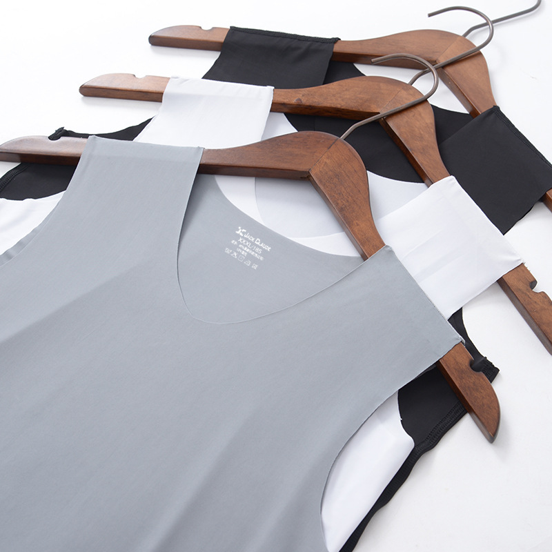 Бесшовный жилет из льняного шелка для мужчин летний тонкий дышащий эластичный жилет с широкими плечами для студентов