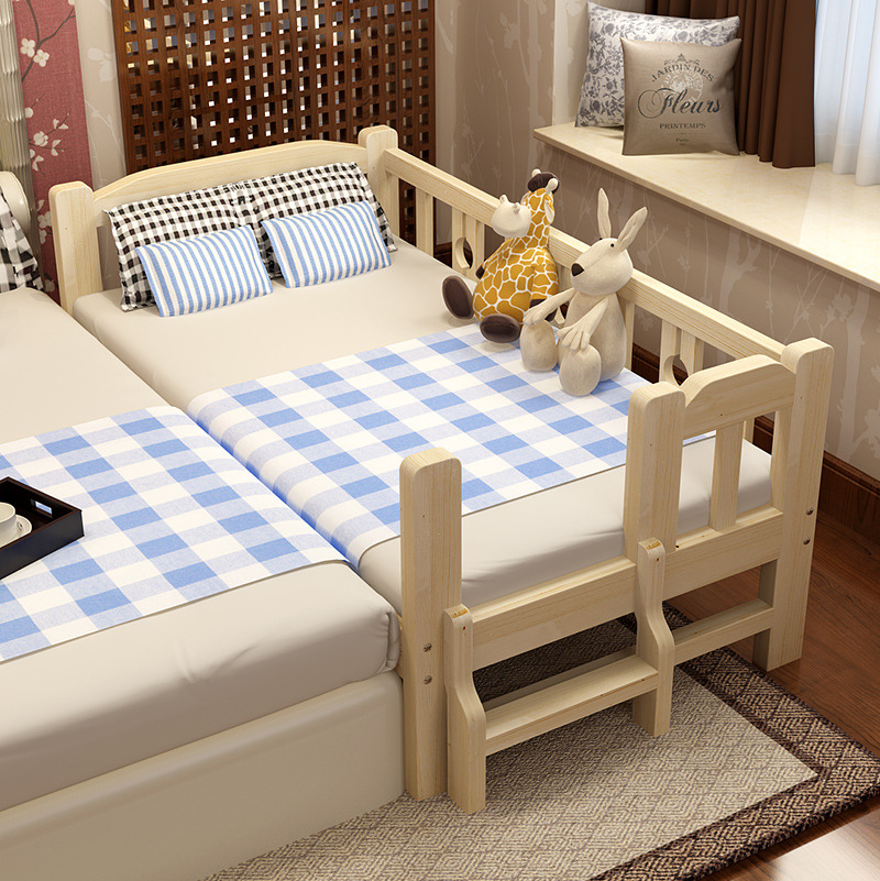 Children's Bed Solid Wooden Bed Children's Girl Princess Bed with Guardrail Kindergarten Infant Splicing Bed Widened Bed Baby Bed
