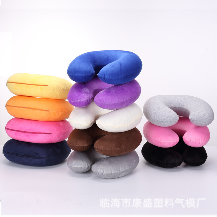 Съемная короткая плюшевая куртка, надувная U-образная подушка, комфортный защитник шеи, для путешествий, офиса, дома, сна