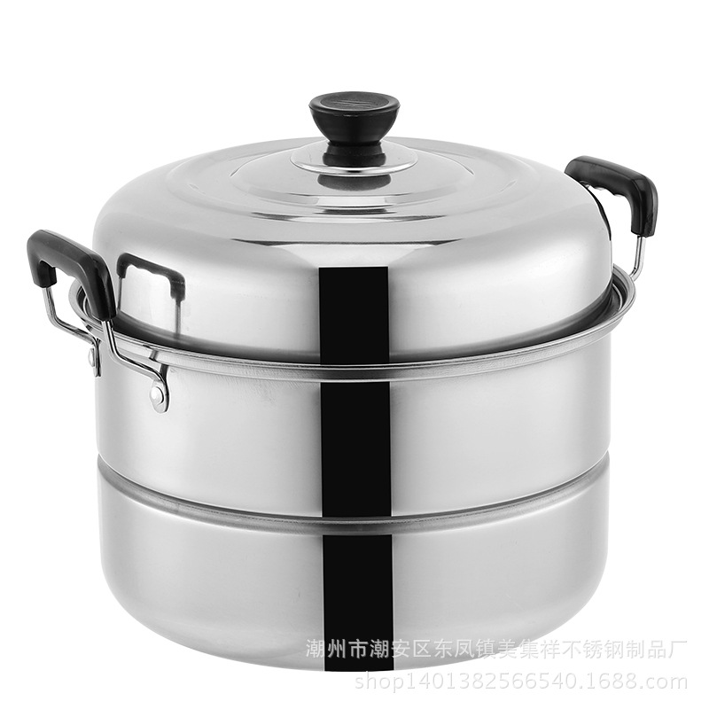 Factory thickened stainless steel steamer soup pot double layer two layer soup steamer three layer single grate double grate steamer gift