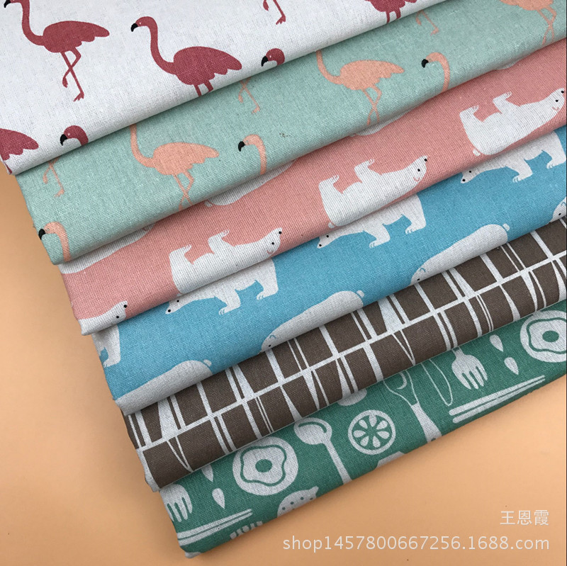 Factory Direct Sales Polyester-Cotton Imitation Linen Fabric Linen Printing Linen Cotton Linen Gray Cloth Handicraft Cloth Can Be Printed and Dyed