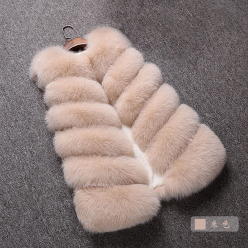 Haining Fur Manufacturer Wholesale Korean Style Imitation Fox Fur Vest New Splicing Mid-Length Vest for Women Hot Style