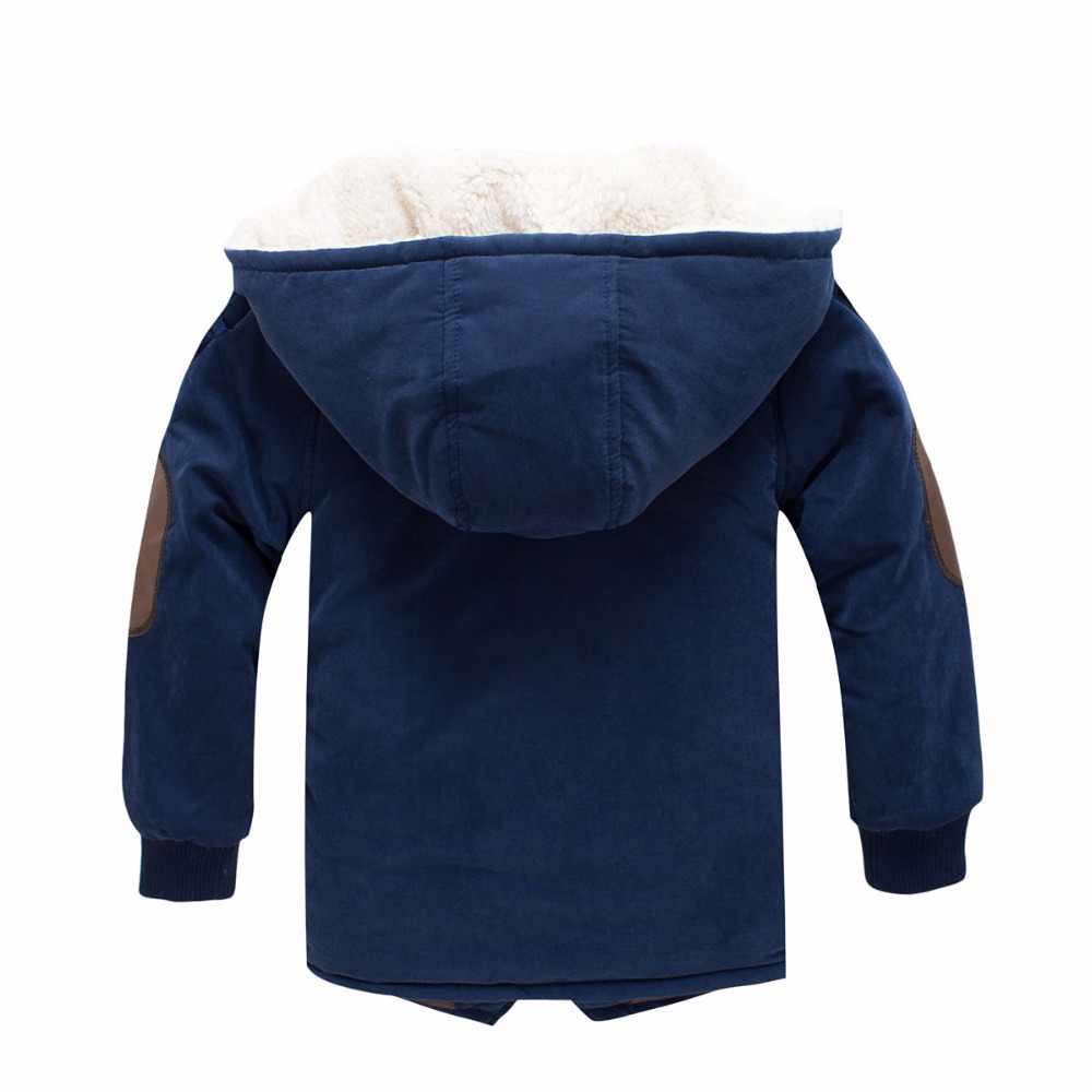 Foreign Trade Aliexpress Amazon Boys' Cotton Clothes Children's Large Children's Lamb Thickened Velvet Hooded Mid-Length Cotton Clothes