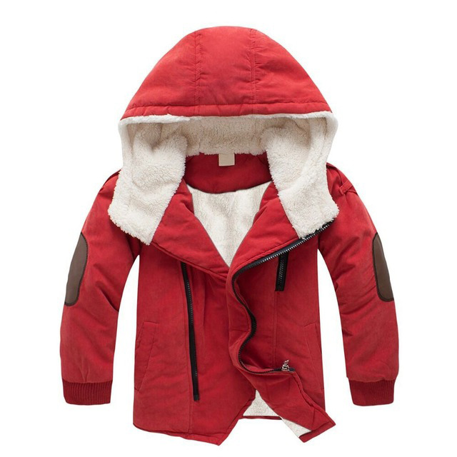 Foreign Trade Aliexpress Amazon Boys' Cotton Clothes Children's Large Children's Lamb Thickened Velvet Hooded Mid-Length Cotton Clothes